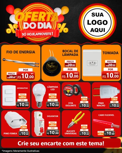 Modelo de Rede Social para Feed Instagram com o tema Oferta do Dia - Só hoje, Aproveite! para Materiais Elétricos