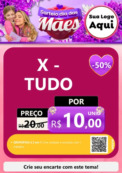 Modelo de Cartaz para Cartaz A4 Vertical com o tema Sorteio Dia das Mães para Hamburgueria