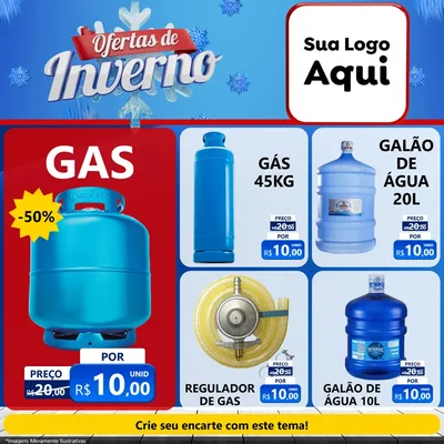 Modelo de Rede Social para Feed Facebook com o tema Ofertas de Inverno para Água e gás