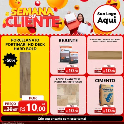 Modelo de Rede Social para Feed Facebook com o tema Semana do Cliente para Pisos e revestimentos