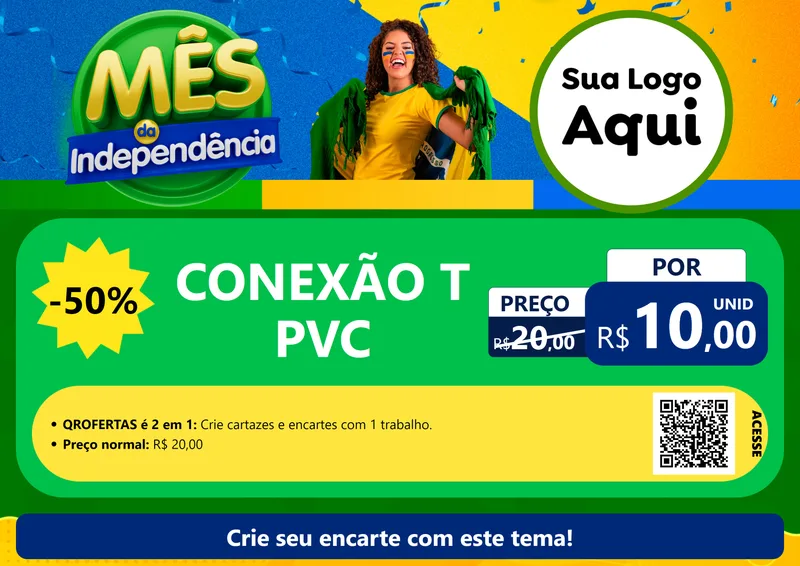 Modelo de Cartaz para Cartaz A4 Horizontal com o tema Mês da Independência para Tubos e conexões