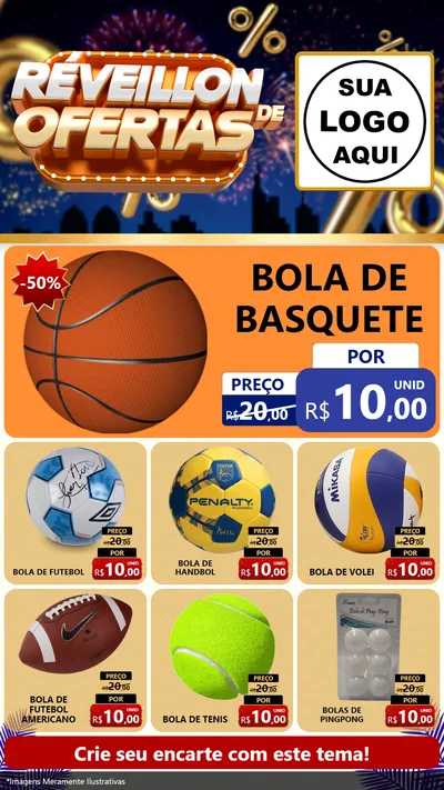 Modelo de Rede Social para Stories com o tema Réveillon de Ofertas para Artigos Esportivos
