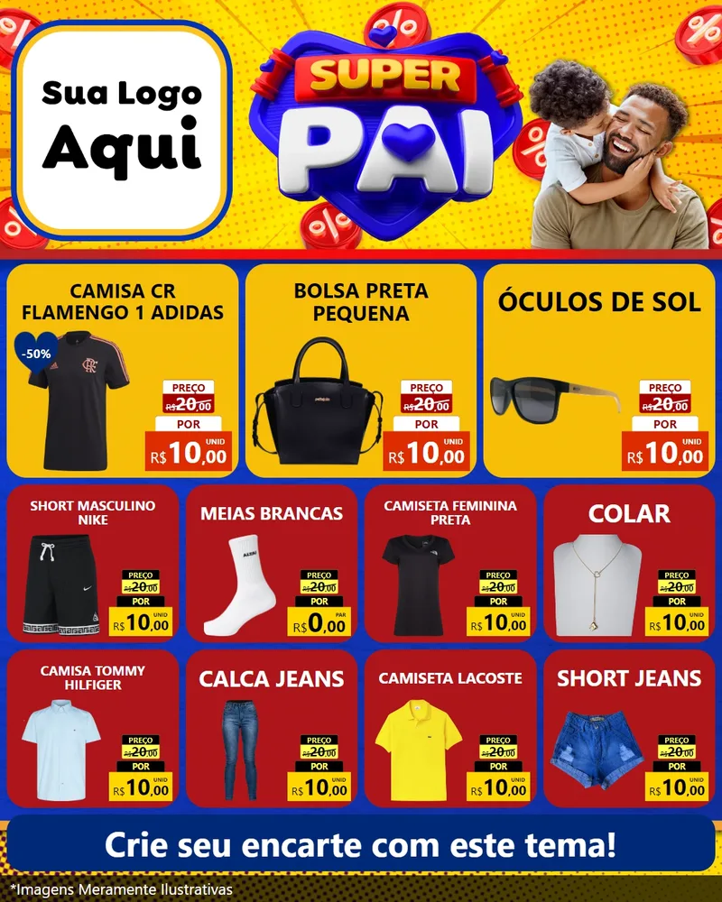 Modelo de Rede Social para Feed Instagram com o tema Super Pai para Roupas e acessórios
