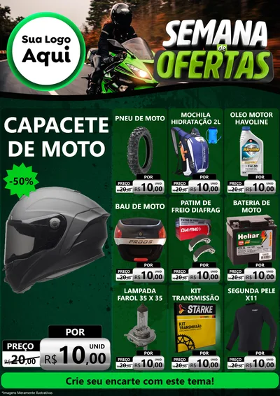 Modelo de Encarte para Encarte A4 Vertical com o tema Semana De Ofertas - Motopeças para Moto peças