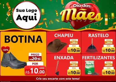 Modelo de Encarte para Encarte A4 Horizontal com o tema Dia das Mães para Agropecuária