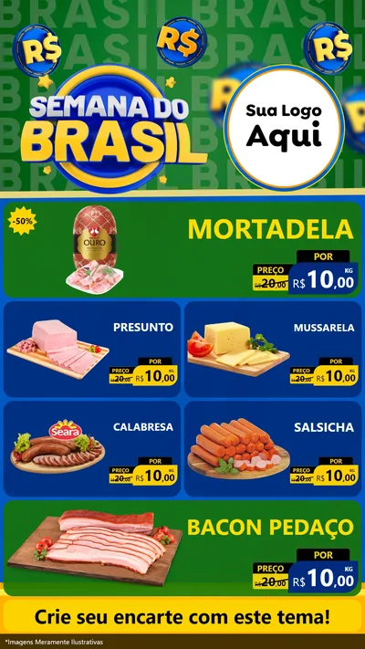 Modelo de TV para TV Vertical com o tema Semana Do Brasil para Frios e Laticínios