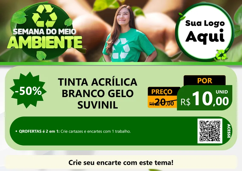 Modelo de Cartaz para Cartaz A4 Horizontal com o tema Semana do Meio Ambiente para Tintas e Ferramentas