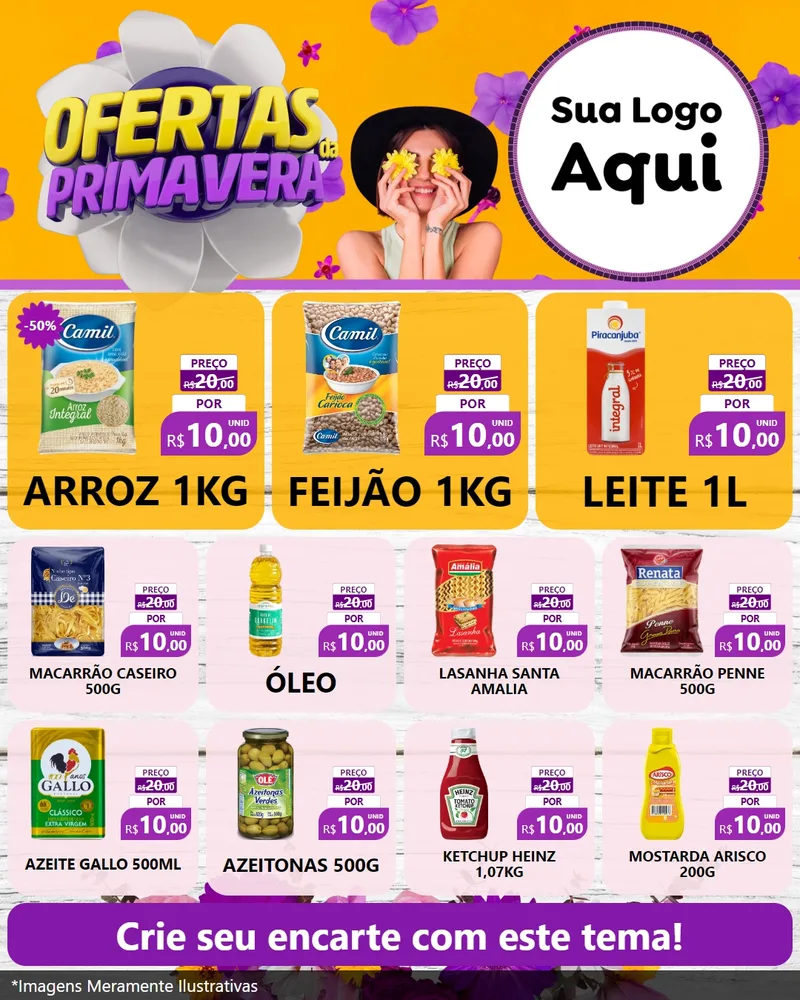 Modelo de Rede Social para Feed Instagram com o tema Ofertas Da Primavera para Supermercado