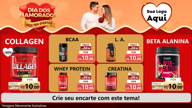 Modelo de TV para TV Horizontal com o tema Dia dos Namorados - Aqui Tem Ofertas para Suplementos alimentares