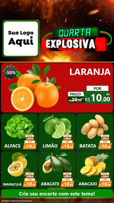 Modelo de Rede Social para Stories com o tema Quarta Explosiva para Hortifrúti