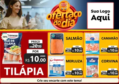 Modelo de Encarte para Encarte A4 Horizontal com o tema Ofertaço Do Dia para Peixaria