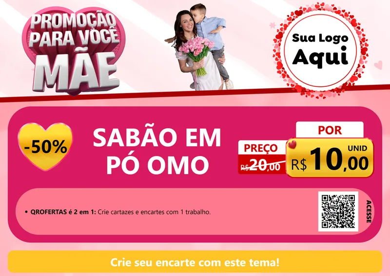 Modelo de Cartaz para Cartaz A4 Horizontal com o tema Promoção Para Você Mãe para Produtos de Limpeza