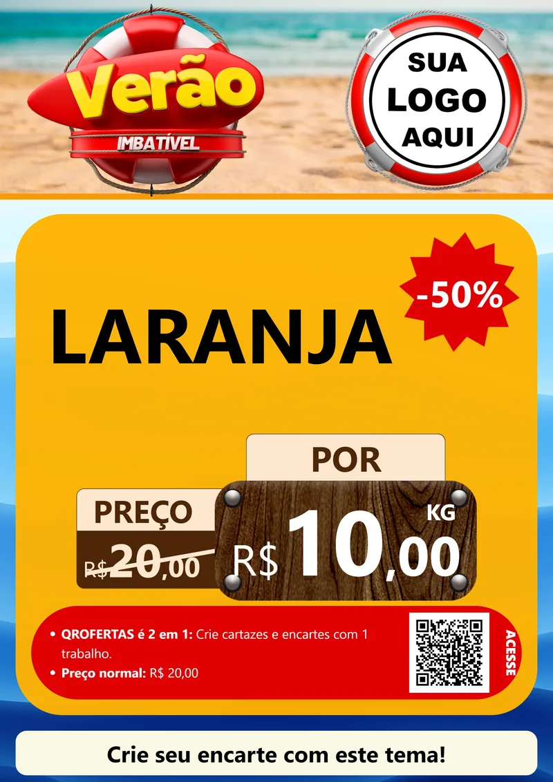 Modelo de Cartaz para Cartaz A4 Vertical com o tema Verão Imbatível para Hortifrúti