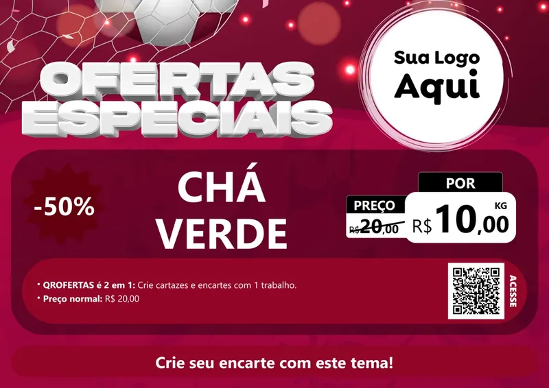 Modelo de Cartaz para Cartaz A4 Horizontal com o tema Ofertas Especiais - Futebol para Produtos Naturais
