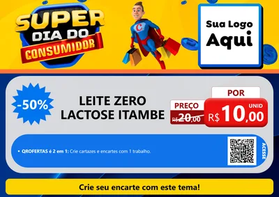Modelo de Cartaz para Cartaz A4 Horizontal com o tema Super Dia do Consumidor para Frios e Laticínios