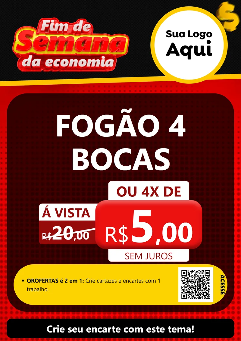 Modelo de Cartaz para Cartaz A4 Vertical com o tema Fim de Semana da Economia para Móveis e Eletro