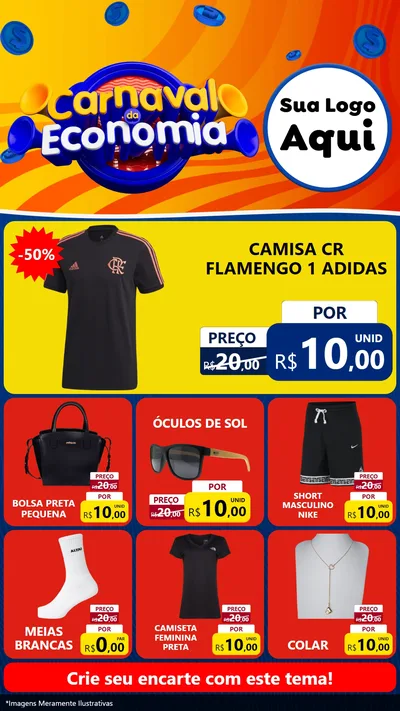 Modelo de Rede Social para Stories com o tema Carnaval da Economia para Roupas e acessórios