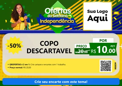 Modelo de Cartaz para Cartaz A4 Horizontal com o tema Ofertas da Semana da Independência para Embalagens