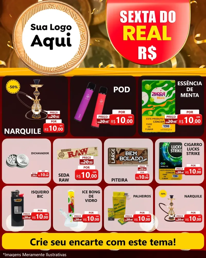 Modelo de Rede Social para Feed Instagram com o tema Sexta do Real para Tabacaria