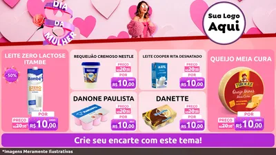 Modelo de TV para TV Horizontal com o tema Dia da Mulher para Frios e Laticínios