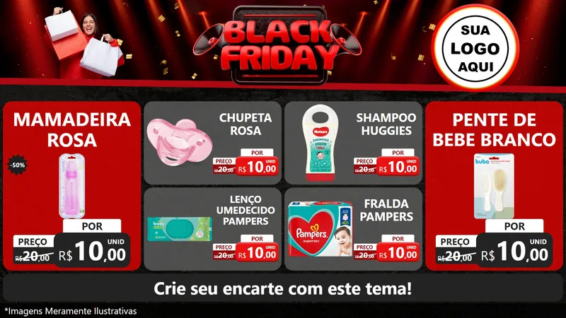 Modelo de TV para TV Horizontal com o tema Black Friday para Bebês