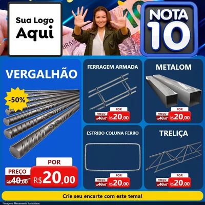 Modelo de Rede Social para Feed Facebook com o tema Nota 10 para Ferragens