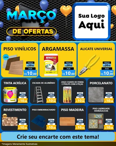 Modelo de Rede Social para Feed Instagram com o tema Março de Ofertas para Material para Construção