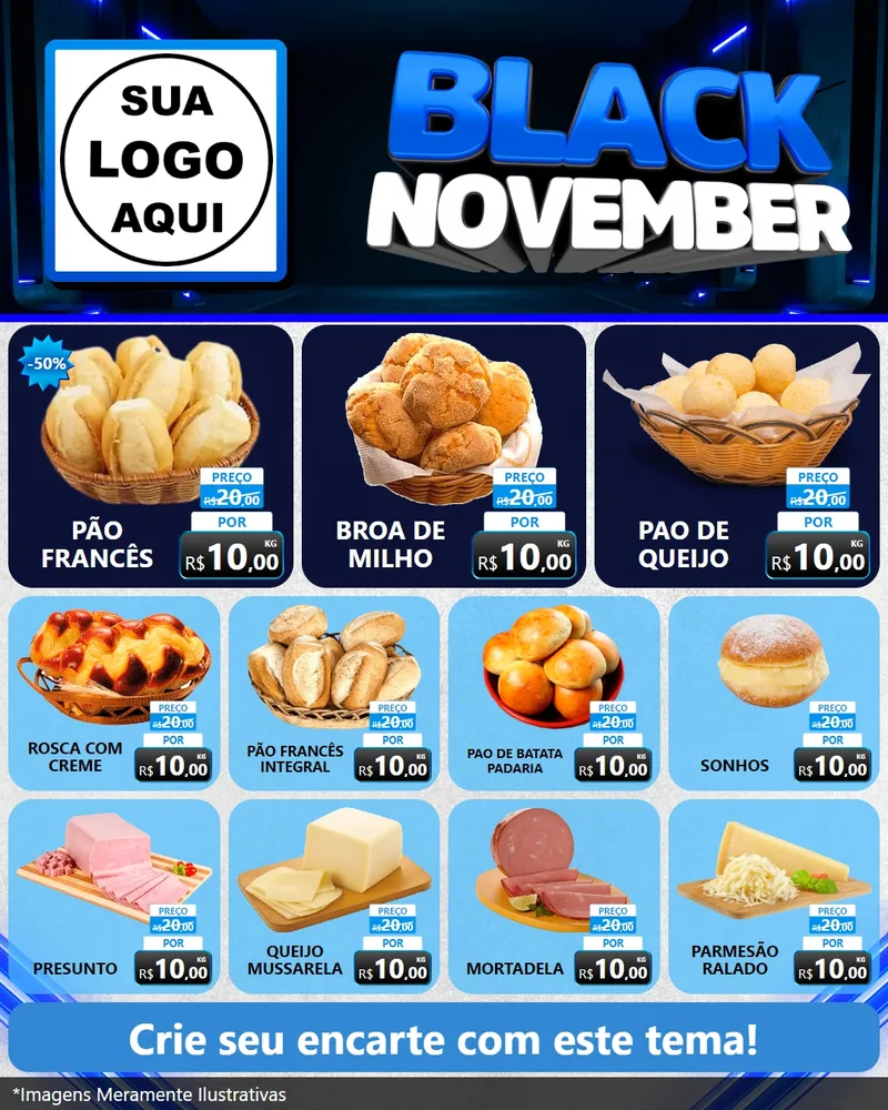 Modelo de Rede Social para Feed Instagram com o tema Black November para Padaria