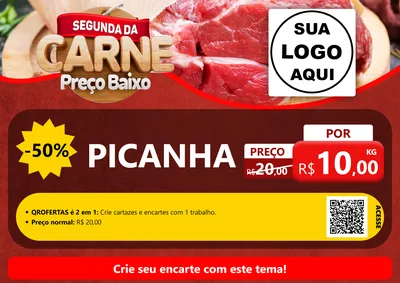 Modelo de Cartaz para Cartaz A4 Horizontal com o tema Segunda da Carne para Açougue