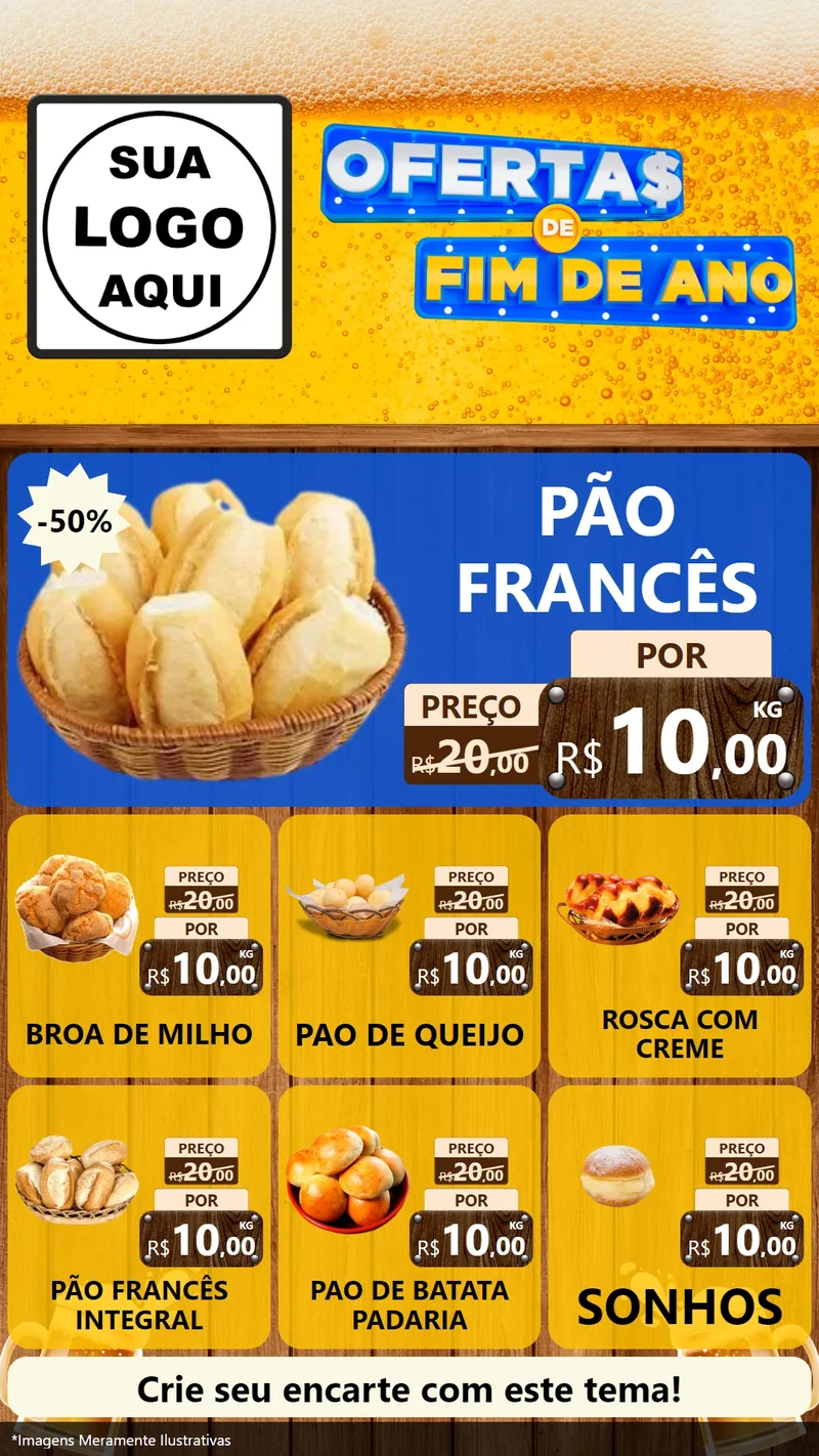 Modelo de Rede Social para Stories com o tema Ofertas de Fim de Ano para Padaria