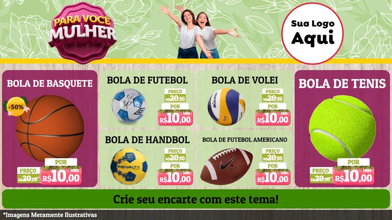Modelo de TV para TV Horizontal com o tema Para Você Mulher para Artigos Esportivos