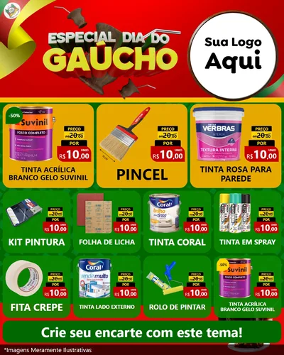 Modelo de Rede Social para Feed Instagram com o tema Especial Dia do Gaúcho para Tintas e Ferramentas