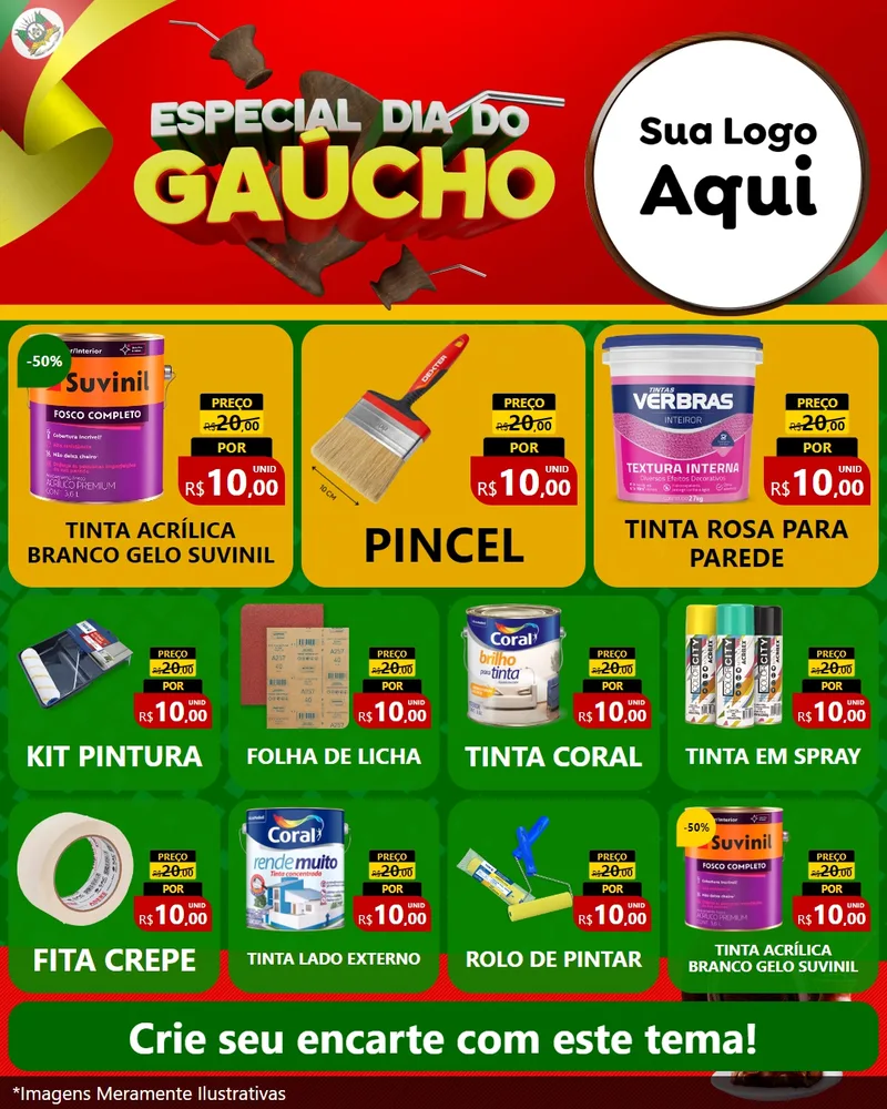 Modelo de Rede Social para Feed Instagram com o tema Especial Dia do Gaúcho para Tintas e Ferramentas