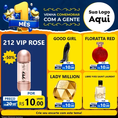 Modelo de Rede Social para Feed Facebook com o tema Um Mês de Aniversário para Perfumes