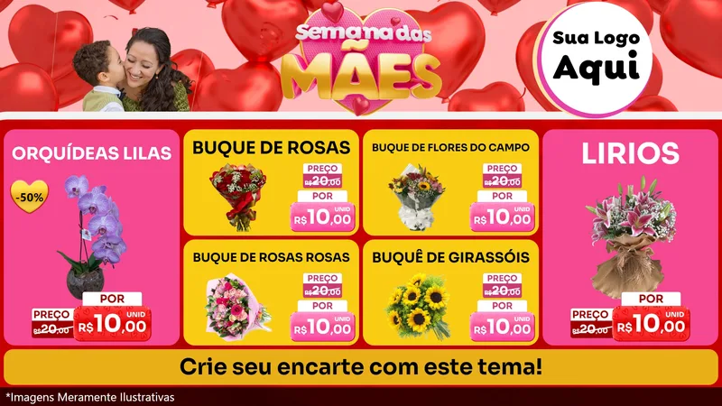 Modelo de TV para TV Horizontal com o tema Semana Das Mães para Floricultura e jardim