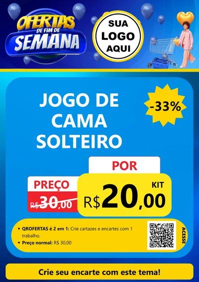 Modelo de Cartaz para Cartaz A4 Vertical com o tema Ofertas de Fim de Semana para Cama, Mesa e Banho