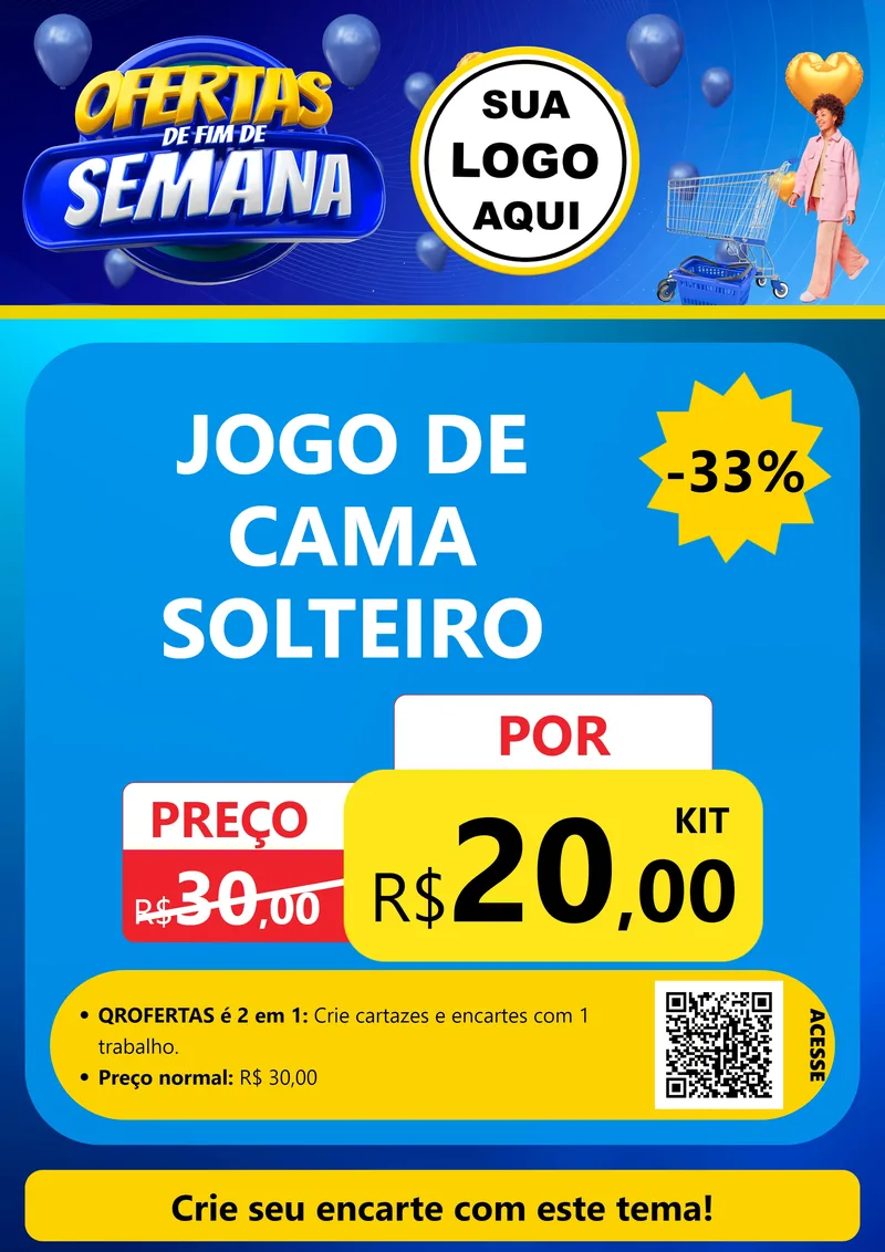 Modelo de Cartaz para Cartaz A4 Vertical com o tema Ofertas de Fim de Semana para Cama, Mesa e Banho