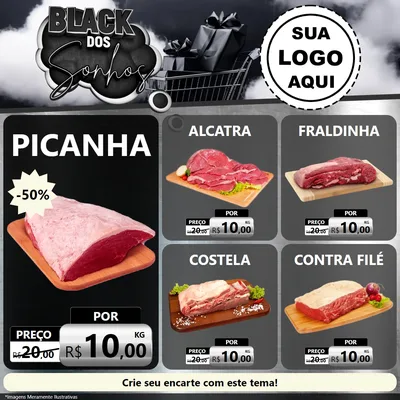 Modelo de Rede Social para Feed Facebook com o tema Black dos Sonhos para Açougue
