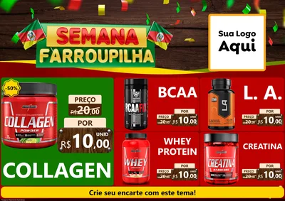 Modelo de Encarte para Encarte A4 Horizontal com o tema Semana Farroupilha para Suplementos alimentares