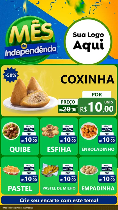 Modelo de Rede Social para Stories com o tema Mês da Independência para Salgadaria