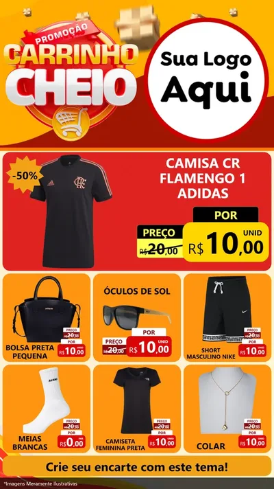 Modelo de Rede Social para Stories com o tema Promoção carrinho cheio para Roupas e acessórios