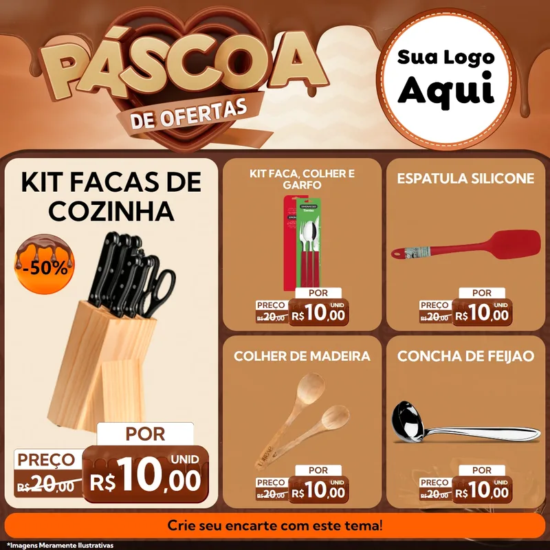 Modelo de Rede Social para Feed Facebook com o tema Páscoa de Ofertas para Utilidades Domésticas