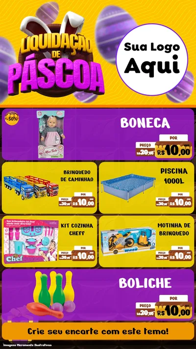 Modelo de TV para TV Vertical com o tema Liquidação de Páscoa para Brinquedos
