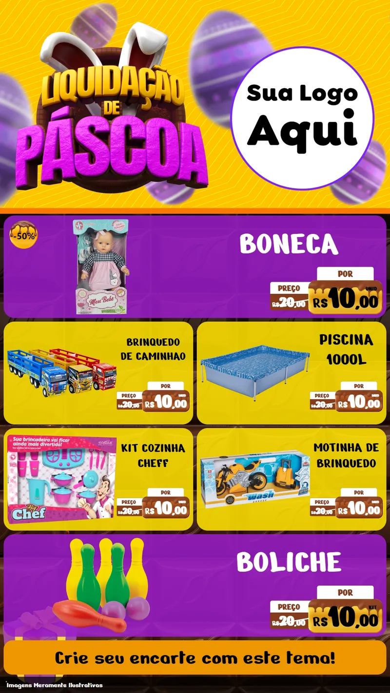 Modelo de TV para TV Vertical com o tema Liquidação de Páscoa para Brinquedos