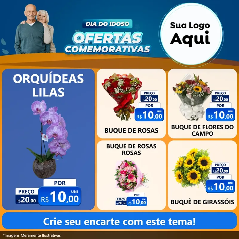 Modelo de Rede Social para Feed Facebook com o tema Dia do Idoso para Floricultura e jardim