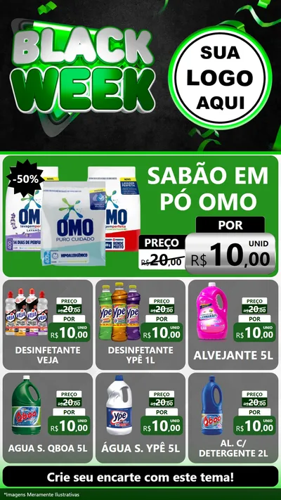 Modelo de Rede Social para Stories com o tema Black Week para Produtos de Limpeza