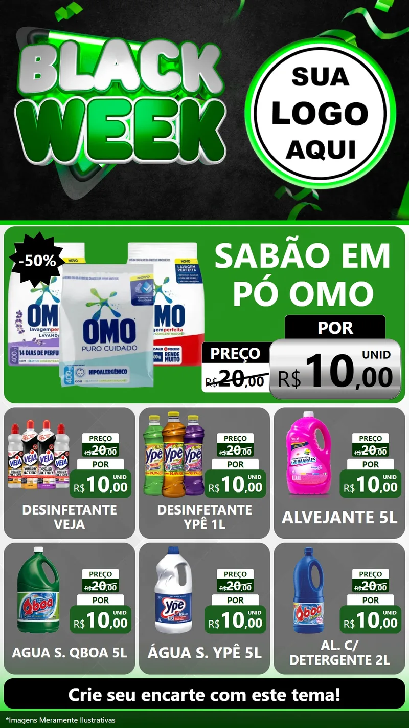 Modelo de Rede Social para Stories com o tema Black Week para Produtos de Limpeza