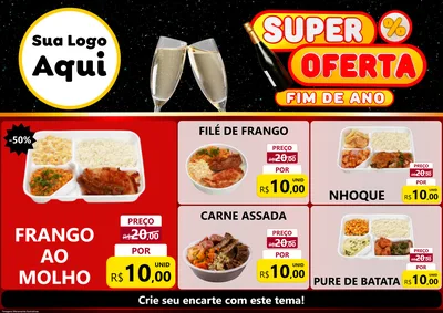 Modelo de Encarte para Encarte A4 Horizontal com o tema Super Oferta Fim de Ano para Restaurante