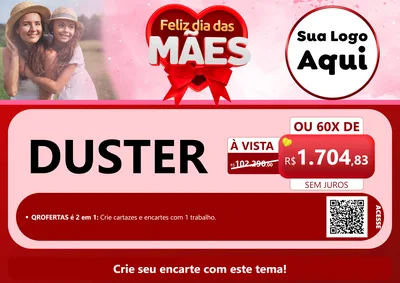 Modelo de Cartaz para Cartaz A4 Horizontal com o tema Feliz Dia Das Mães para Concessionaria de Carros