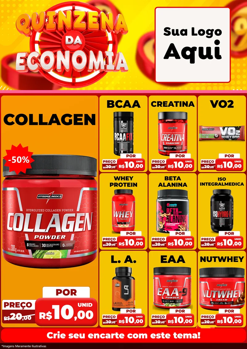 Modelo de Encarte para Encarte A4 Vertical com o tema Quinzena Da Economia para Suplementos alimentares